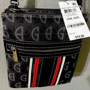 Giani Bernini Dasher Center Stripe Crossbody Bag Black